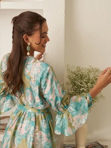 Vestido corto de algodón con bloque de mano indio para mujer, vestido elegante para fiesta, regalo de cumpleaños para niña, regalo para ella, estampado floral de verano - Product Image 2