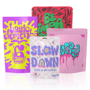 Custom 3.5 Stand up Zipper Mylar Bags and Moisture Proof Food Grade Box and Black Mylar <b>Jar</b> with Digital Printing Stickers - Product Image 2