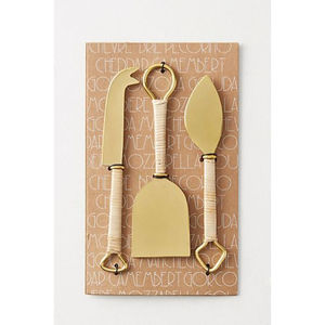 Ensemble d'argenterie faite à la main Design forgé 3 pièces couteau à fromage en acier inoxydable fourchette trancheuse ustensiles de cuisine en bambou pour une utilisation sur table - Product Image 4