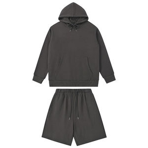 Conjuntos cortos de Sudadera con capucha informales personalizados para hombre, dos piezas, lavado con piedra ácida, bordado desgastante, 100% algodón, vestido de verano de talla grande - Product Image 6