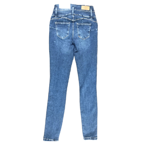 Pantalones vaqueros de mezclilla elásticos informales rectos de cintura alta para mujer Logotipo personalizable y diseño Pantalones de color sólido con botones y cremalleras - Product Image 2