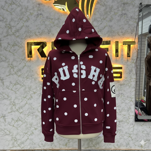 Sweat à capuche à fermeture éclair de qualité supérieure, prix bas, édition artisanale, imprimé en relief, fabriqué en usine, prix bas, sweat à capuche pour hommes, sweat à capuche pour hommes - Product Image 3