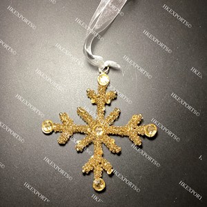 Adorno Navideño de Copo de Nieve con Cuentas Hecho a Mano, Tamaño Mediano, Decoración Colgante de Lujo, Color Dorado - Product Image 4