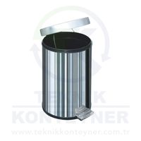 Poubelle ronde en acier inoxydable de qualité hôtelière de 12 L à pédale avec couvercle roulant, écologique, pour usage intérieur/extérieur, motif géométrique