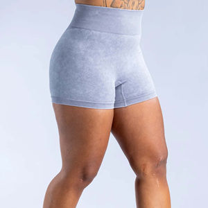 Pantalones cortos para correr de cintura alta para mujer transpirables de primera calidad personalizados colores sólidos entrenamiento de fitness informal - Product Image 1