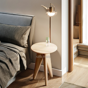 Table d'appoint écologique en chêne massif avec 2 tiroirs Meubles de salon de chambre à coucher faits à la main au design scandinave moderne et minimaliste - Product Image 1