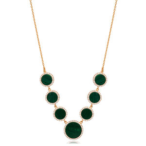 Forme ronde Malachite Clair Zircon Pierre Nouvelle Tendance Collier En Gros 925 Bijoux En Argent Sterling - Product Image 6