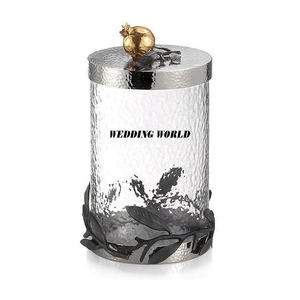 Pot à bonbons en métal noir avec couvercle en or Excellente qualité Serveur de noix de créateur fait à la main Pot à fruits secs en métal classique et élégant en gros - Product Image 4