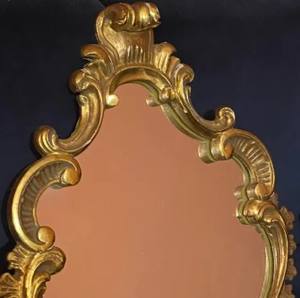 Raro y auténtico espejo barroco veneciano de mediados del siglo XIX, chapado en oro - Product Image 2