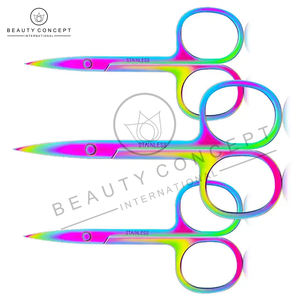 Ciseaux de manucure et pédicure multicolores en acier inoxydable naturel, ciseaux à cuticules, lames droites à pointe arrondie, pour droitiers - Product Image 6