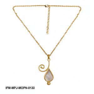 Dainty Mother of Pearl Spiral Drop Necklace <b>Minimalist</b> White Shell Inlay Pendant in Gold Finish Boho Chic <b>Jewelry</b> - Product Image 1