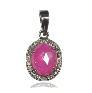 Colgante de Plata de Ley 925, piedra preciosa de rubí de corte ovalado, colgante de moda chapado en rodio clásico para aniversario de boda o fiestas - Product Image 6