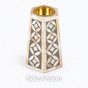 Handmade Black Resin <b>Incense</b> <b>Burner</b> with Mother of Pearl Geometric Inlay Brass <b>Cone</b> & Bakhoor Holder for Home Fragrance - Product Image 1