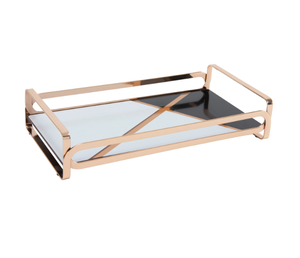 Plateau de vanité rectangulaire en métal de grande taille en laiton AK en or fini avec plateau décoratif en verre pour vaisselle/ustensiles de cuisine - Product Image 1