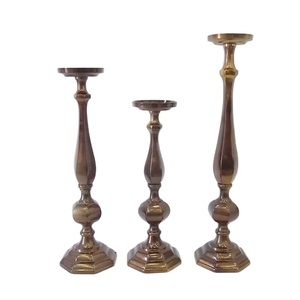 Soporte de pilar de vela de cobre Premium soporte de pilar de vela de piso grande portavelas largo elegante lujos Pilar antiguo de Metal - Product Image 1