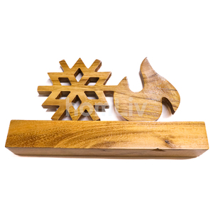 Decoración Navideña Rústica Grande de Madera de Teca con Diseño de Copo de Nieve, Adorno de Mesa para Navidad, Material de Madera Natural Sostenible, Decoración para Chimenea - Product Image 5