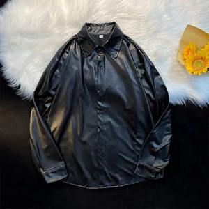 Wholesale Full Sleeves <b>Women's</b> PU Leather Shirts Premium Real Leather Shirt Manufacturer Windproof OEM <b>Woman</b> Shirts - Product Image 5