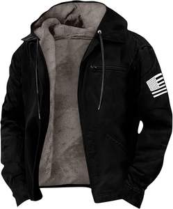 Veste en cuir pour homme tendance, idéale pour l'hiver, grande taille, motif uni, imperméable et coupe-vent, prix - Product Image 3