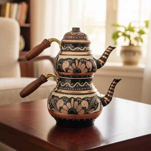 กาน้ำชาเคลือบทองแดงขนาดใหญ่พร้อมวัสดุโลหะฝา - Product Image 3