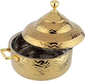 Plat de service chaud au design tendance de haute qualité avec coute brillant argenté fini avec une casserole à bouton et un plat à utiliser pour la fête de mariage - Product Image 3