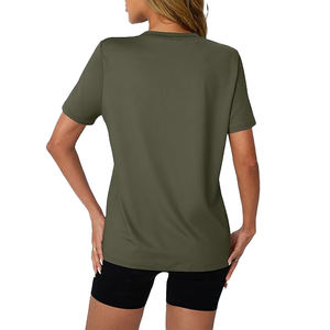 T-shirt en polyester personnalisé pour femmes, vente en gros, tissu doux à séchage rapide, t-shirt en mélange de polyester pour femmes, tee-shirt uni - Product Image 4