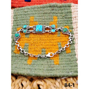Southwest Handmade Emerald Valley Turquoise <b>Bracelet</b> with White Water Sterling Silver Accents - Product Image 3