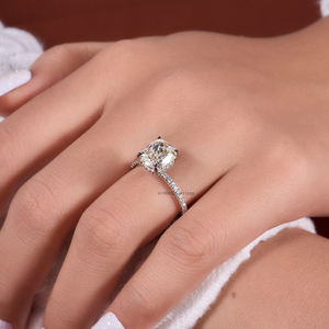 Elongated Cushion Cut 2.40 Ct <b>Moissanite</b> Diamond Hidden Halo Engagement <b>Ring</b> in Solid Gold Luxury Engagement <b>Ring</b> for Her - Product Image 3