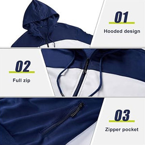 แจ็คเก็ตวิ่งผ้าไนลอนวินเทจสำหรับผู้ชายเสื้อกันลมมีฮู้ดสีล้วนน้ำหนักเบาออกแบบได้ตามต้องการขนาดพิเศษสำหรับฤดูหนาว - Product Image 5