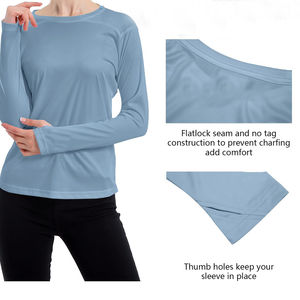 Haute qualité coupe ajustée col rond Rash Guard T-shirts Protection de la peau pour les vêtements de plein air manches longues Rash Guard pour les femmes OEM - Product Image 5