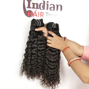 Extensions de cheveux humains indiens 100% naturels, bouclés, aspect naturel, vierges, double trame, vente en gros à prix réduit, par Export - Product Image 4