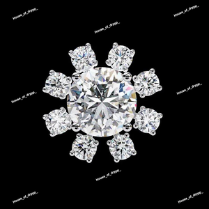 Pendientes de Botón Redondos con Incrustaciones de Plata 925, Centro de Diamante Moissanita, Halo Floral Brillante, Clásicos, Unisex, para Uso Diario - Product Image 2