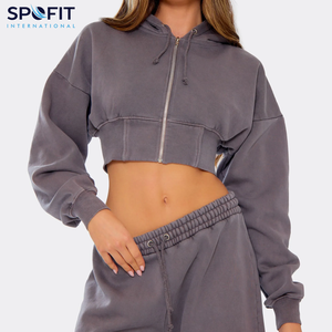 Nouveau crop top tendance et pas cher, sweat à capuche délavé à l'acide, vêtements de mode, sweat à capuche pour femmes, crop tops, sweat à capuche pour femmes 2026 - Product Image 5