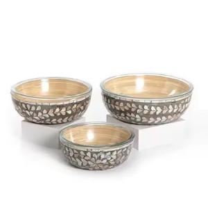 Cuencos para servir de perlas madre de madera ecológicos sostenibles más vendidos Cuencos decorativos duraderos de alta calidad modernos - Product Image 5