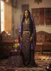 Soldes d'hiver : Robes Somalin Modestes et Tendance, en Velours Maqbal / Jacquard Dirac à Fils, Motif Floral Abstrait, pour Mariage et Saison Froide - Product Image 5