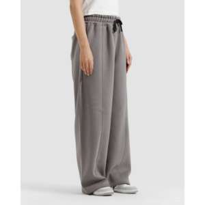 Pantalones Holgados de Pierna Recta en Tejido French Terry con Técnica de Teñido Liso - Product Image 4