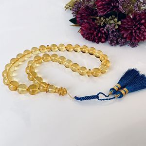Perles de prière en ambre de couleur jaune clair, Tesbih en ambre - Product Image 2