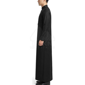 Thobe saoudien classique décontracté en coton léger et respirant, coupe ajustée, manches longues, détail boutonnière avant, idéal pour les événements - Product Image 3