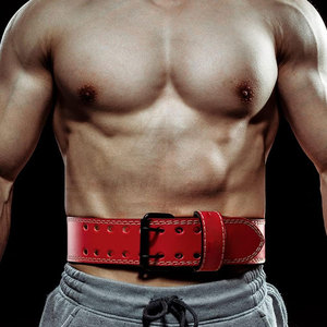 Cinturón de Levantamiento de Pesas de Cuero SONISPO SSF-521, Resistente al Desgaste, Rojo, Ajustable, Soporte Lumbar para Entrenamiento de Fuerza, Unisex, con Hebilla - Product Image 5