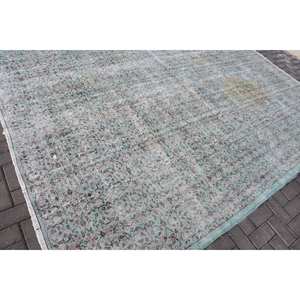 Alfombra Turca Vintage Clásica Blanca de 7.8 x 10.5 pies, Diseño de Patchwork, Tejido Plano de Lana, Ecológica, Pelo Mediano, para Comedor - Product Image 2