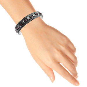 Fabulous Design 925 Sterling Oxidized <b>Silver</b> Indian Artisan Handcrafted Jewelry Natural Ruby Gemstone Round Shape Ethnic Bangle - Product Image 5