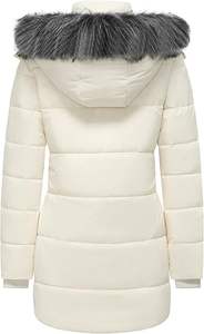 Chaqueta acolchada tejida transpirable para mujer a la moda, chaqueta de invierno de longitud completa con capucha y diseño de ribete de piel - Product Image 6