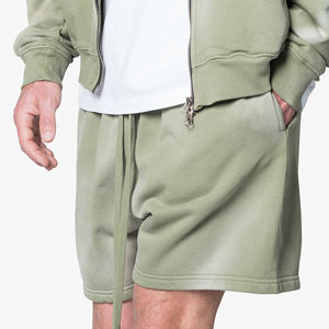 Hot Selling 100% Cotton Fleece Sunfade Washed <b>Short</b> Length Heavyweight <b>Shorts</b> Casual Wear <b>Long</b> Drawstrings Hip hop <b>Shorts</b> - Product Image 4