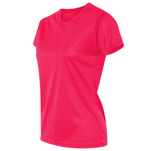 Camiseta fluorescente de secado rápido para mujer, color rosa fuerte, que absorbe la humedad, talla cómoda, ropa para correr y fitness, camisetas para mujer - Product Image 2