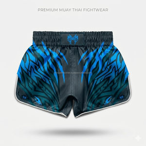Wholesale Custom Logo Sublimation Muay Thai Shorts Premium Satin Muay Thai Kickboxing <b>Trunks</b> for <b>Men</b> - Product Image 3