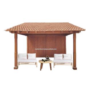 Pavillon en teck sur mesure Pergola Ensemble de canapés d'extérieur de luxe Design moderne Tissu résistant à l'eau Mobilier écologique pour villas - Product Image 5