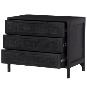 Mesita de noche plegable de 3 cajones de madera moderna minimalista contemporánea estilo indio hogar Hotel dormitorio almacenamiento de muebles - Product Image 3