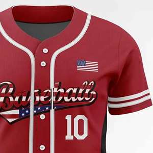 Maillot de baseball rouge pour homme de bonne qualité, taille personnalisée, vêtements de sport en polyester, respirant, manches courtes, maillot de football en stock - Product Image 6