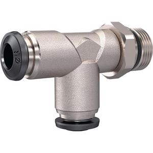 ข้อต่อแบบลมรูปตัว T AG 1/4-OD 8 มม. ชุบทองเหลือง รูปตัว L หมุนได้ - Product Image 1