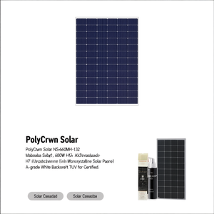 แผงโซลาร์เซลล์ PolyCrown Solar NS-660MH-132 600W HJT โมโนคริสตัลไลน์ เกรด A แผ่นหลังสีขาว ได้รับการรับรองมาตรฐาน TUV - Product Image 2