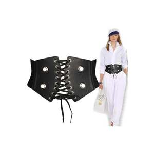Ceinture élastique pour femme avec détails à œillets, ceinture pour veste, ceinture pour chemise, ceinture pour robe - NOIR - Product Image 4